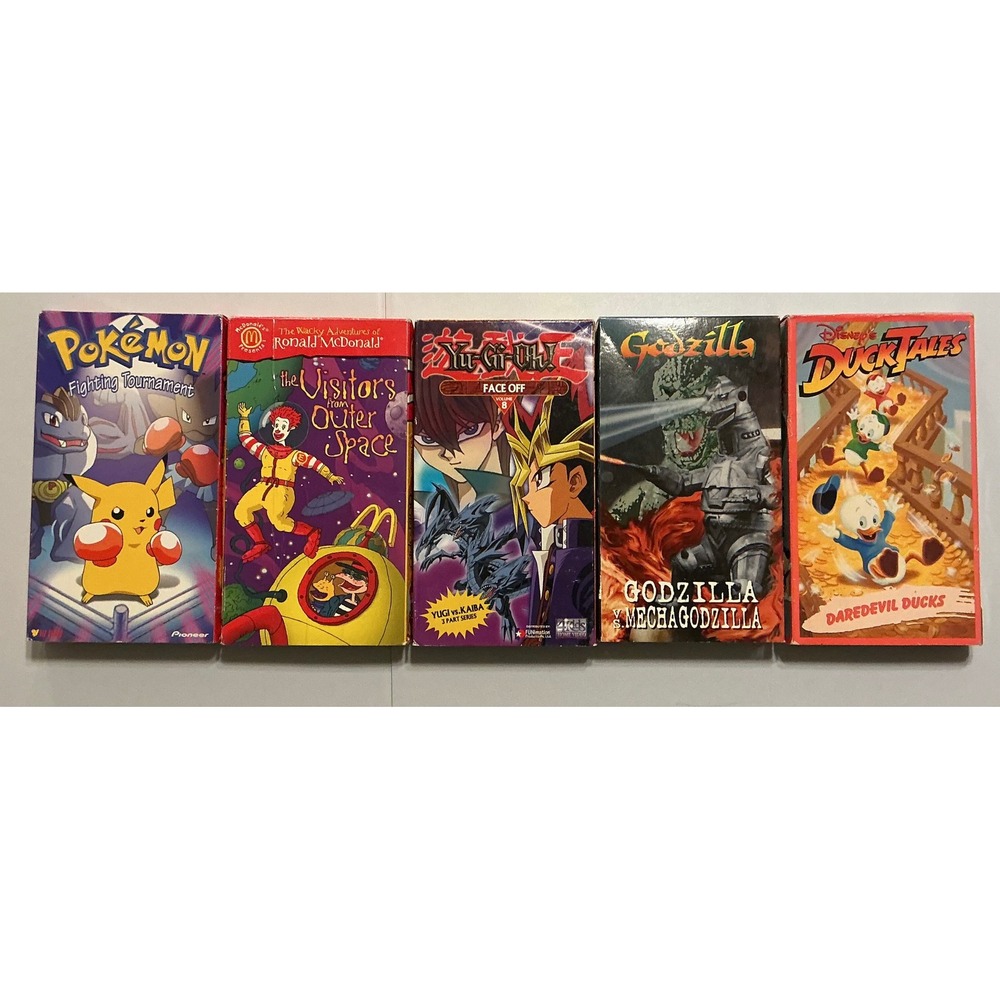 VTG 90s Pokemon YuGiOh Godzilla DuckTales Mcdonalds VHS Tape Lot No Mold